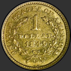 реверс 1$ (buck) 1849 "USA - 1 Dollar / 1849 - C ZAVŘENO věnec MS"