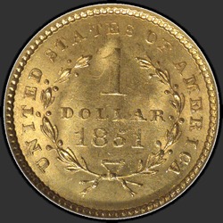 реверс 1$ (buck) 1851 "USA - 1 Dollar / 1851 - Gold Dollar 1851"