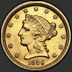 аверс 2.5 Dollars 1859 "USA - 2.5 Dollars / 1859 - D"