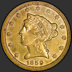 аверс 2.5 Dolar 1859 "ABD - 2.5 Dolar / 1859 - S"
