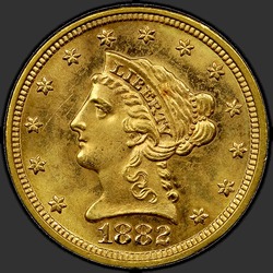 аверс 2.5 Dollars 1882 "USA - 2.5 Dollars / 1882 - P"