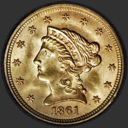 аверс 2.5 דולר 1861 "USA - 2.5 Dollars / 1861 - Liberty Head $2.50 1861"