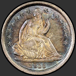 аверс 10¢ (dime) 1838 "USA - Dime / 1838 - LARGE STARS MS"