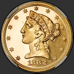 аверс 5 dólares (US) 1882 "USA - 5 Dollars / 1882 - Liberty Head $5 1882"