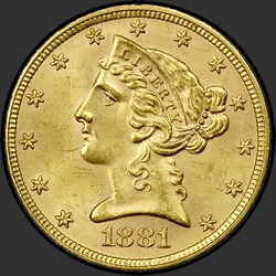 аверс 5 dollari (USA) 1881 "USA - 5 dollari / 1881 - P"