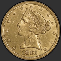 аверс 5 dollari (USA) 1881 "USA - 5 dollari / 1881 - CC"