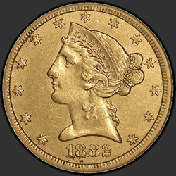 аверс 5 dollars (US) 1882 "USA - 5 Dollars / 1882 - CC"