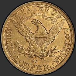 реверс 5 dollars (US) 1882 "USA - 5 Dollars / 1882 - CC"
