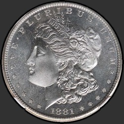 аверс 1$ (buck) 1881 "USA - 1 Dollar / 1881 - S MS"