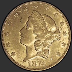 аверс 20 dollars (US) 1874 "USA - 20 Dollars / 1874 - MS"