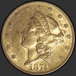 аверс 20 dollars (US) 1874 "USA - 20 Dollars / 1874 - MS"