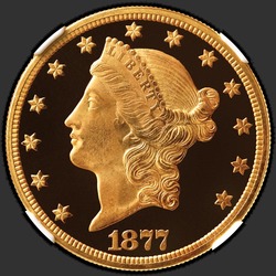 аверс 20 dollars (US) 1877 "USA - 20 Dollars / 1877 - Liberty Head $20 1877"