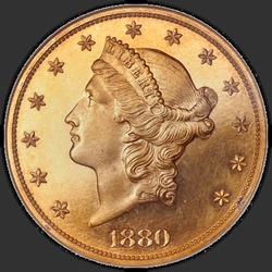аверс 20 dollar (vereinigte Staaten von Amerika) 1880 "USA - 20 Dollar / 1880 - Liberty Head $ 20 1880 / Proof"