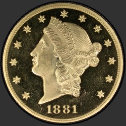 аверс 20 dollars américains 1881 "USA - 20 Dollars / 1881 - PF"