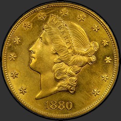 аверс 20 dollars (US) 1880 "USA - 20 Dollars / 1880 - MS"