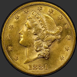 аверс 20 dollars (US) 1881 "USA - 20 Dollars / 1881 - MS"