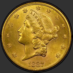 аверс 20 dollar (US) 1887 "USA - 20 Dollars / 1887 - Liberty Head $20 1887"