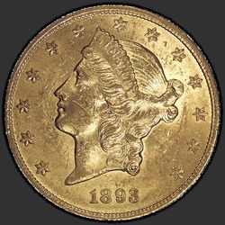 аверс 20 dollars américains 1893 "USA - 20 Dollars / 1893 - MS"