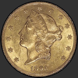 аверс 20 dollars (US) 1893 "USA - 20 Dollars / 1893 - MS"