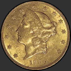 аверс 20 dollars (US) 1905 "USA - 20 Dollars / 1905 - Liberty Head $20 1905"