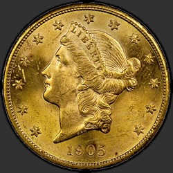 аверс 20 dollars américains 1905 "USA - 20 Dollars / 1905 - MS"