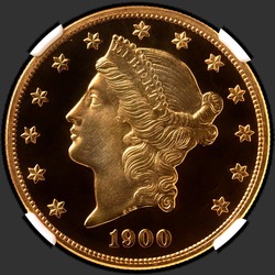 аверс 20 dollars américains 1900 "USA - 20 Dollars / 1900 - Liberté Head $ 20 1900 / Proof"