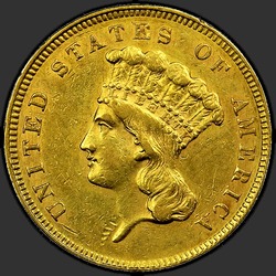 аверс 3 Dollars 1862 "USA - 3 Dollars / 1862 - Three Dollar Gold 1862"