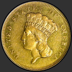 аверс 3 dolary 1873 "USA - 3 dolary / 1873 - OPEN 3 PFUC"