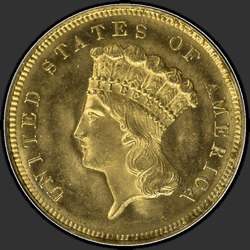 аверс 3 dolarjev 1880 "USA - 3 Dollars / 1880 - Three Dollar Gold 1880"