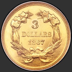 реверс 3 dolary 1867 "USA - 3 dolary / 1867 - PF"
