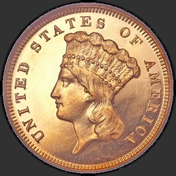аверс 3 dolary 1868 "USA - 3 dolary / 1868 - PF"