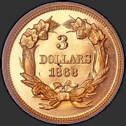 реверс 3 dolary 1868 "USA - 3 dolary / 1868 - PF"