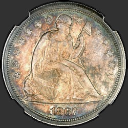 аверс 1$ (buck) 1867 "USA - 1 Dollar / 1867 - Seated Liberty Dollar 1867"