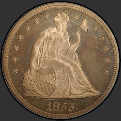 аверс 1$ (buck) 1855 "미국 - 1 달러 / 1855 - 장착 리버티 달러 1855 / 증명"