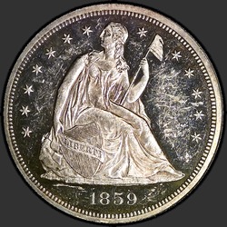 аверс 1$ (buck) 1859 "USA - 1 Dollar / 1859 - Seated Liberty Dollar 1859 / Proof"