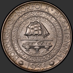 аверс 50¢ (half) 1936 "USA - 50 Cents (Half Dollar) / 1936 - NORFOLK MS"