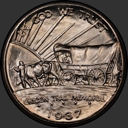 реверс 50¢ (half) 1937 "USA - 50 Cents (Half Dollar) / 1937 - D OREGON TRAIL MS"