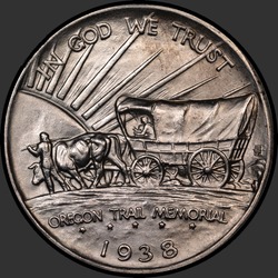 реверс 50¢ (half) 1938 "USA - 50 Cents (Half Dollar) / 1938 - S OREGON TRAIL MS"