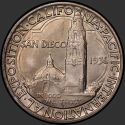 реверс 50¢ (half) 1936 "USA - 50 Cents (Half Dollar) / 1936 - D SAN DIEGO MS"