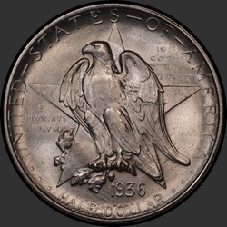 аверс 50¢ (халф) 1936 "USA - 50 Cents (Half Dollar) / 1936 - D TEXAS MS"