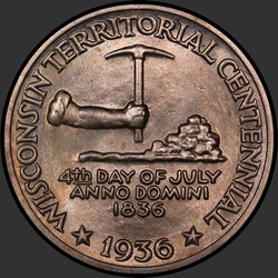 аверс 50¢ (халф) 1936 "США - 50 центов (полдоллара) / 1936 - ВИСКОНСИН MS"
