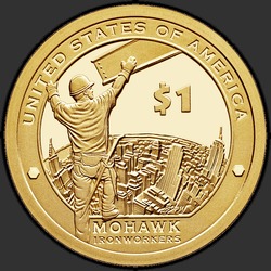 реверс 1$ (buck) 2015 "USA - 1 Dollar / 2015 - Sacagawea Dollar Mohawk iron workers / S"