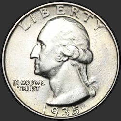 аверс 25¢ (quarter) 1935 "संयुक्त राज्य अमरीका - क्वार्टर / 1935 - पी"
