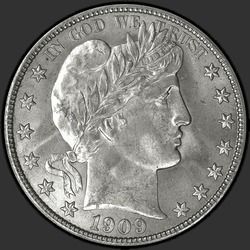 аверс 50¢ (half) 1909 "USA - 50 Cents (Half Dollar) / 1909 - Barber Half Dollar 1909"