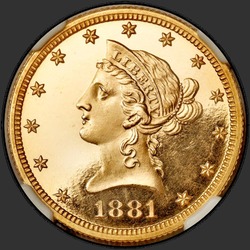 аверс 10 dollari (USA) 1881 "Liberty testa 10 $ 1881 / Proof"