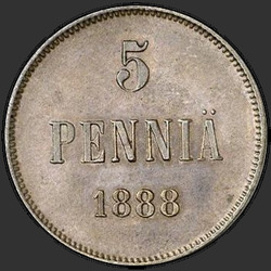 аверс 5 moedas de um centavo 1888 "5 Penny Finlândia 1888-1892"