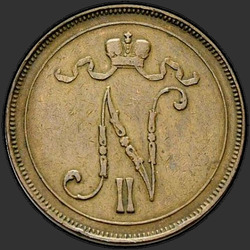 реверс 10 penny 1907 "Stempel 10-groszowe w 1917 roku z orłem. W przypadku Finlandii"