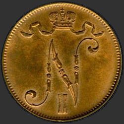 реверс 5 동전 1907 "핀란드의 경우 니콜라스 2의 모노그램 5 동전 1896에서 1916 사이"