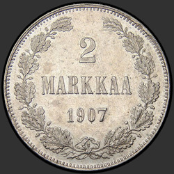 аверс 2 značky 1907 "2 марки 1905-1908 для Финляндии"