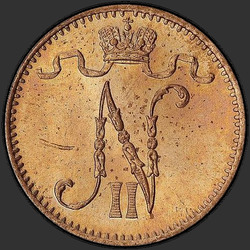 реверс 1 cent 1899 "1 cent 1895-1916 s monogramem Mikuláše 2. Pro Finsko"
